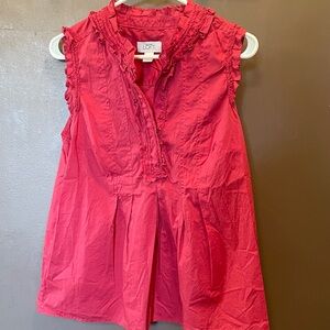 LOFT Women's Vibrant Pink Ruffle Blouse